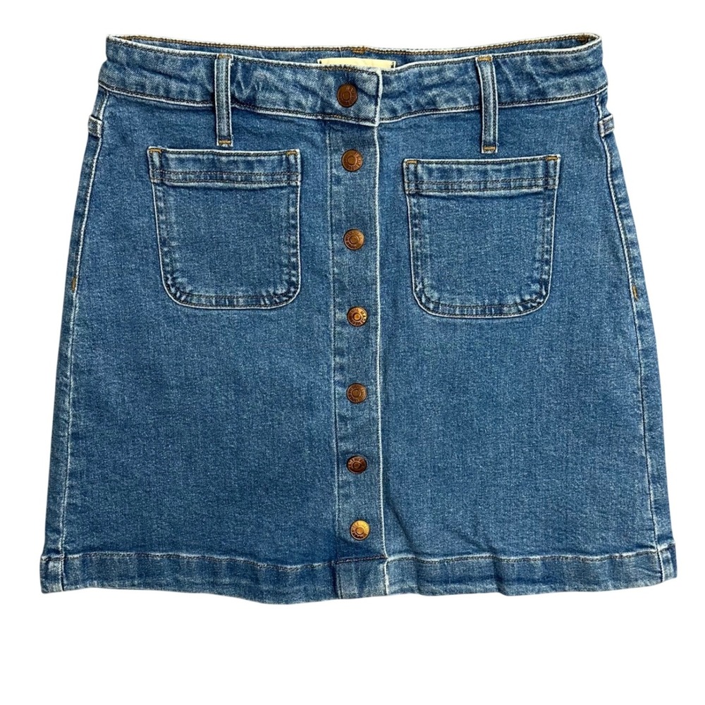 Madewell Denim Mini Skirt‎ 27 Blue NWT Button Front High Rise A-Line Casual Chic